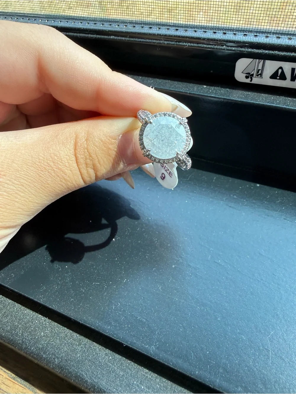 Sterling Silver White Ice Crystal Halo Ring